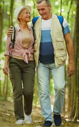 Couple walking in a forest